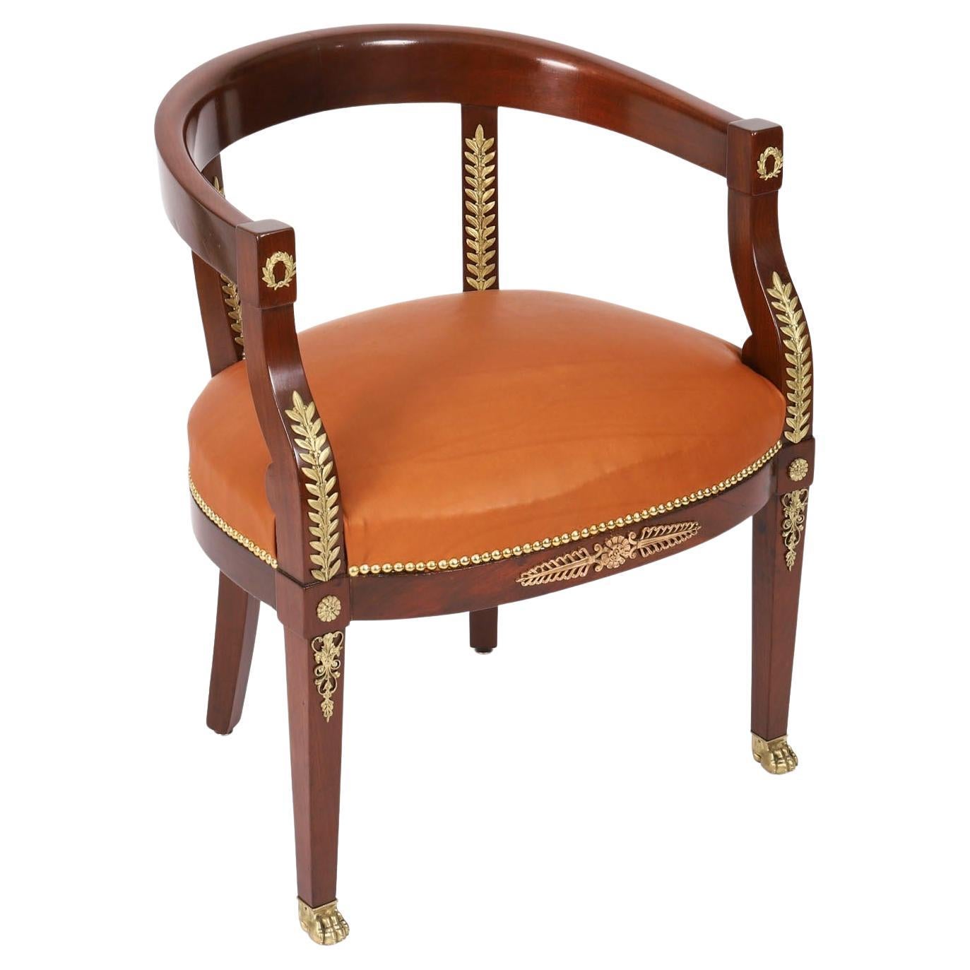 Antique French Empire Revival Ormolu Mounted Armchair 19th Century For Sale