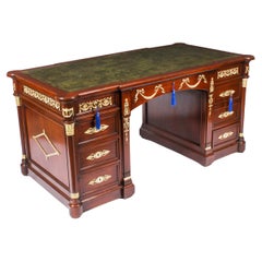 Antique French Empire Revival Ormolu Mounted Partners Escritorio Siglo XIX