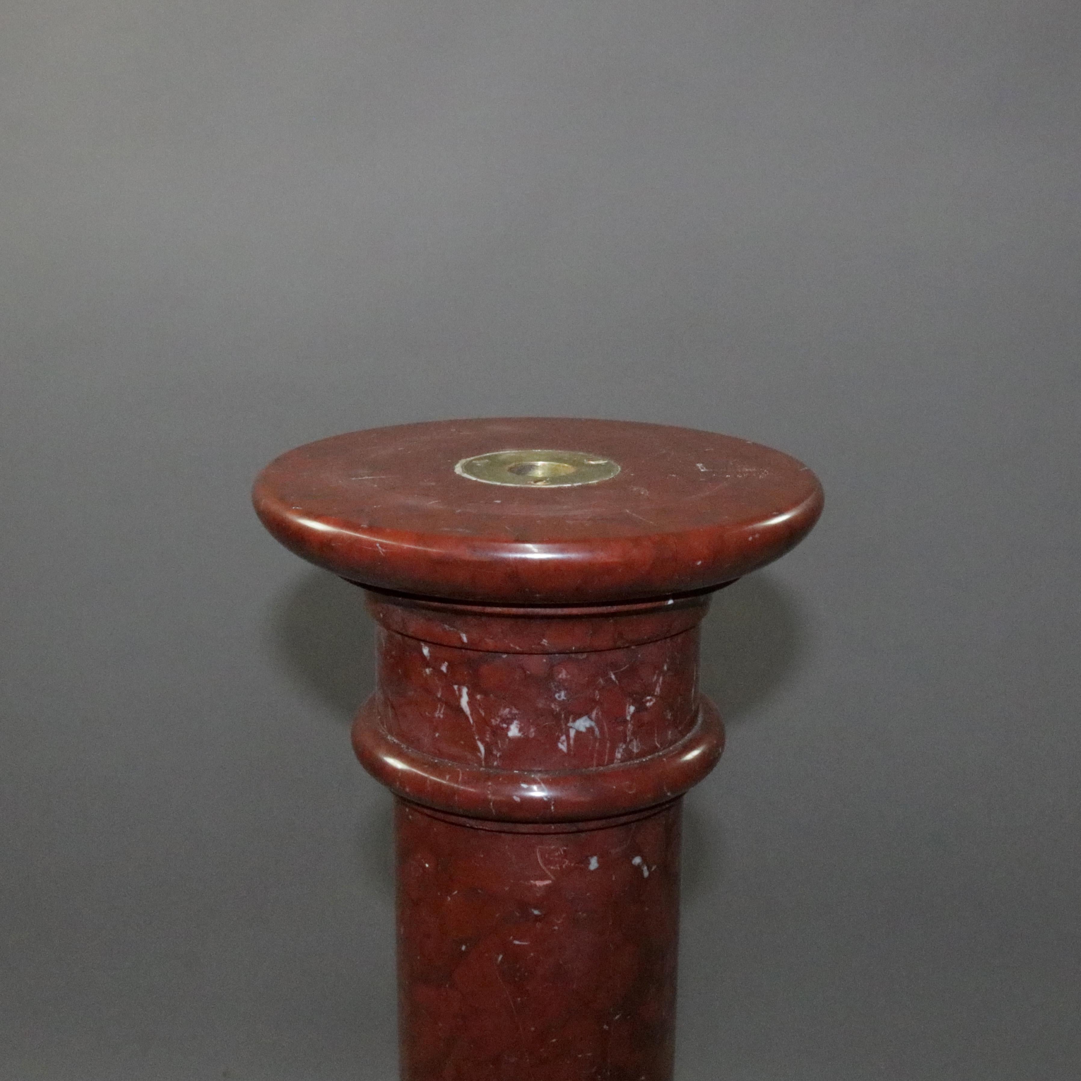 Antique French Empire Rouge Marble Sculpture Display Pedestal, circa 1880 In Good Condition In Big Flats, NY