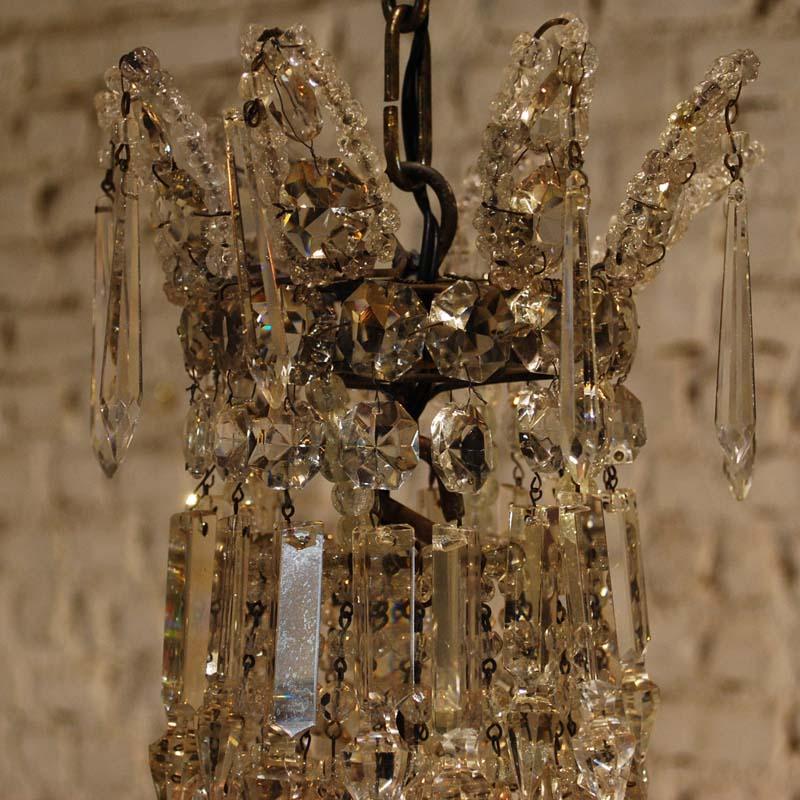 Antique French Empire “sac de perles” Crystal Lustre or Chandelier In Good Condition In Casteren, NL