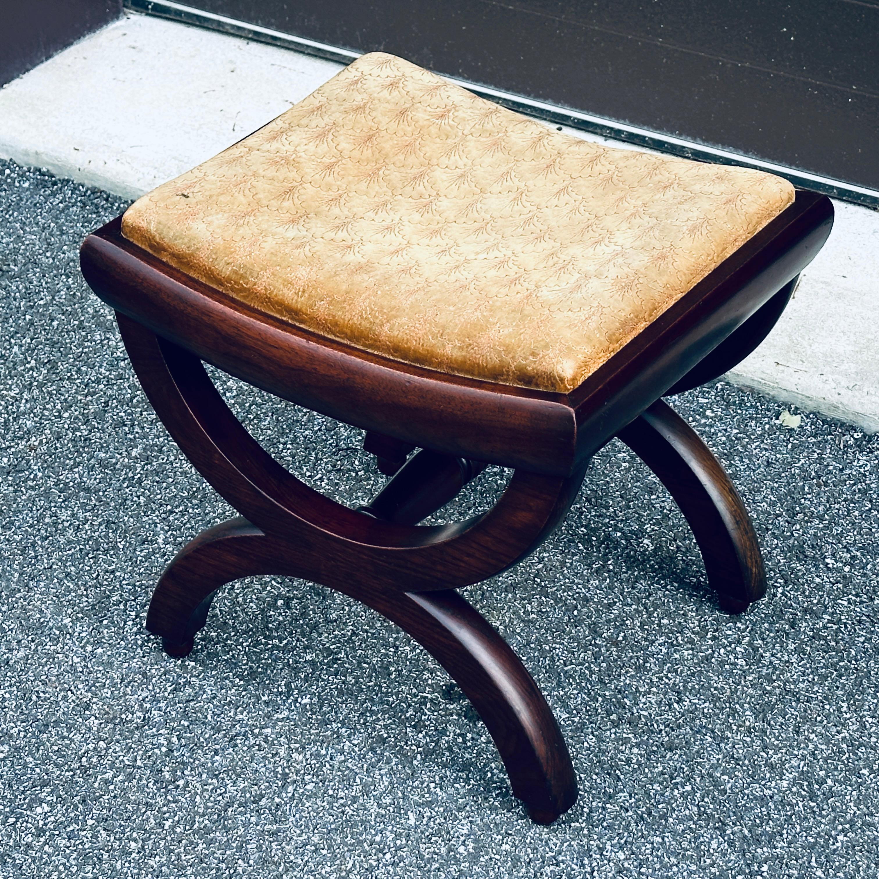 Antike Französisch Empire Massiv Mahagoni Kugel Fuß Curule Sitzbank niedrigen Hocker im Angebot 5