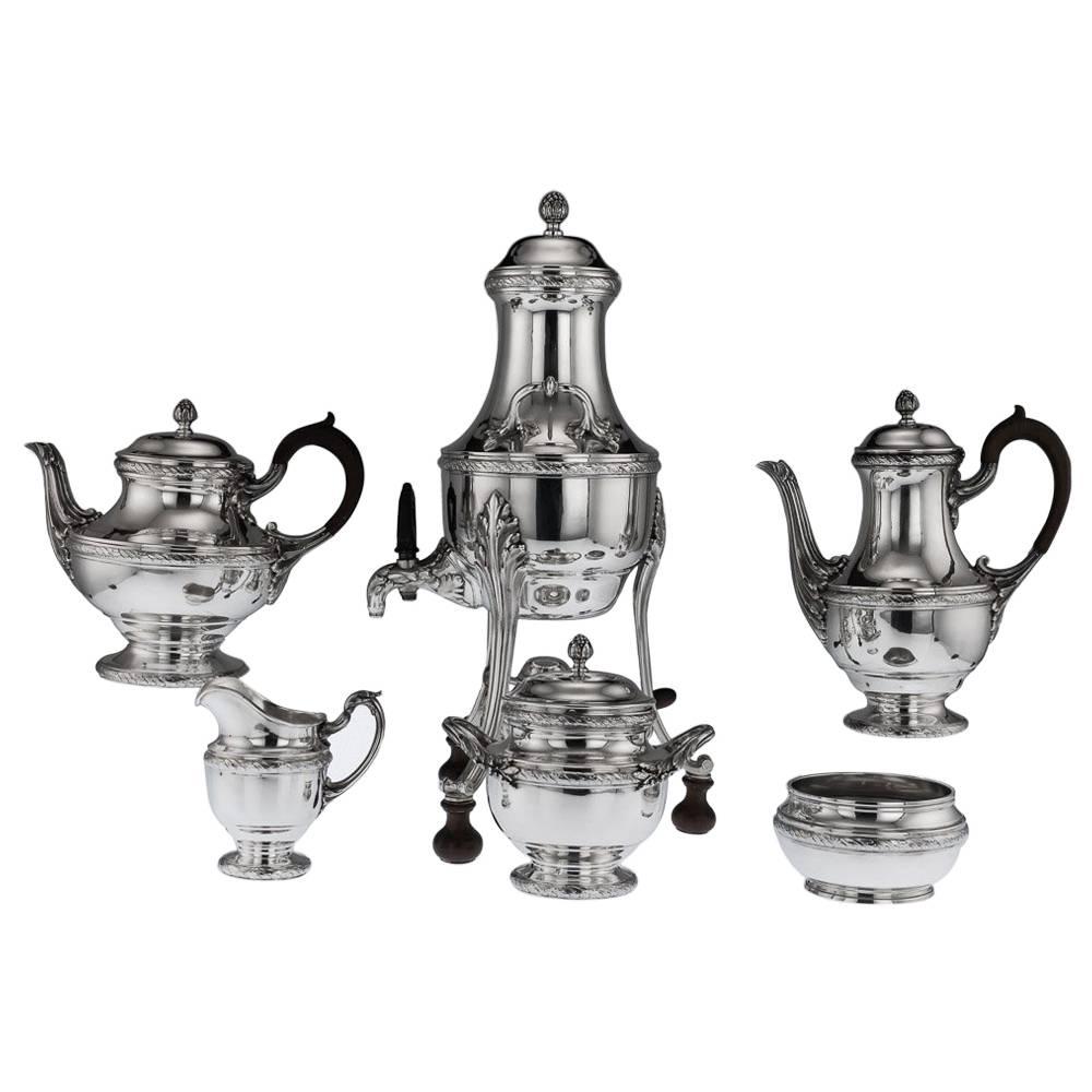 Antique French Empire Solid Silver Six Piece Tea Service, circa 1890