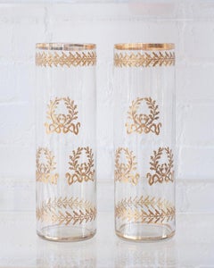 Antique French Empire Straight Crystal Vases with Ormolu Detail