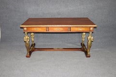 Antique French Empire Style Bronze Mounted Figural Partners Desk