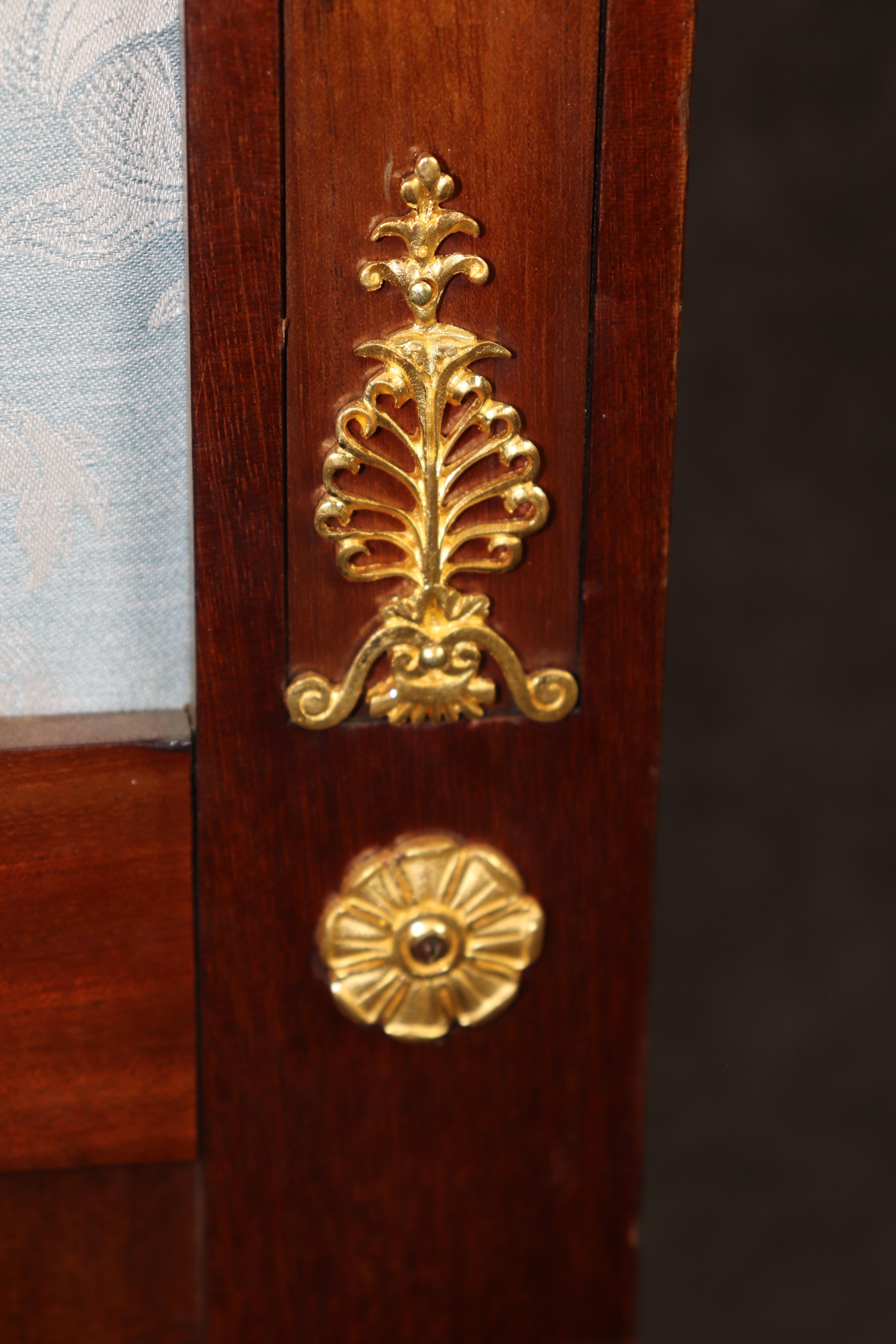 Antique French Empire Style Bronze Ormolu Mounted 3 Panel Screen by Krieger en vente 6