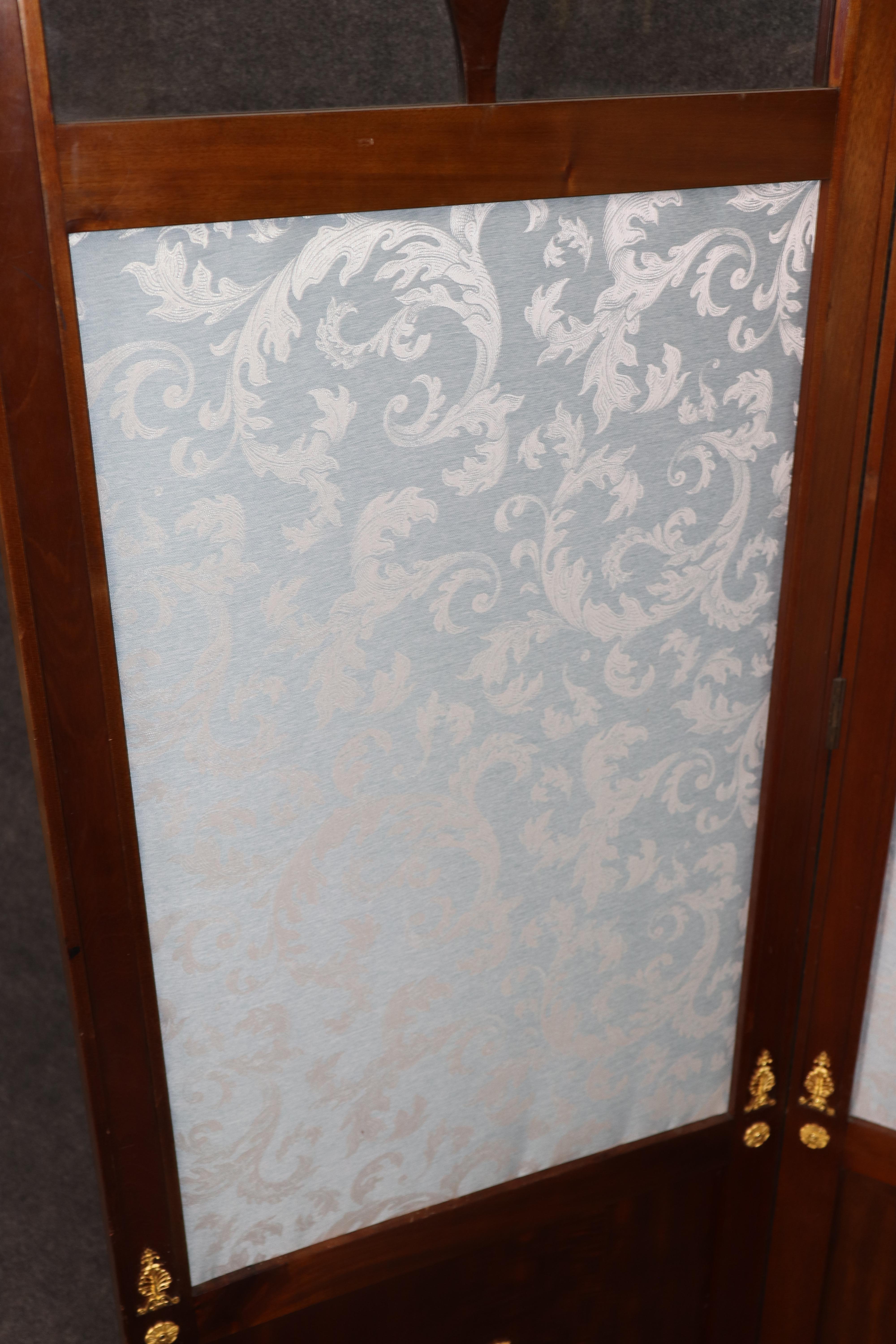 Antique French Empire Style Bronze Ormolu Mounted 3 Panel Screen by Krieger en vente 1