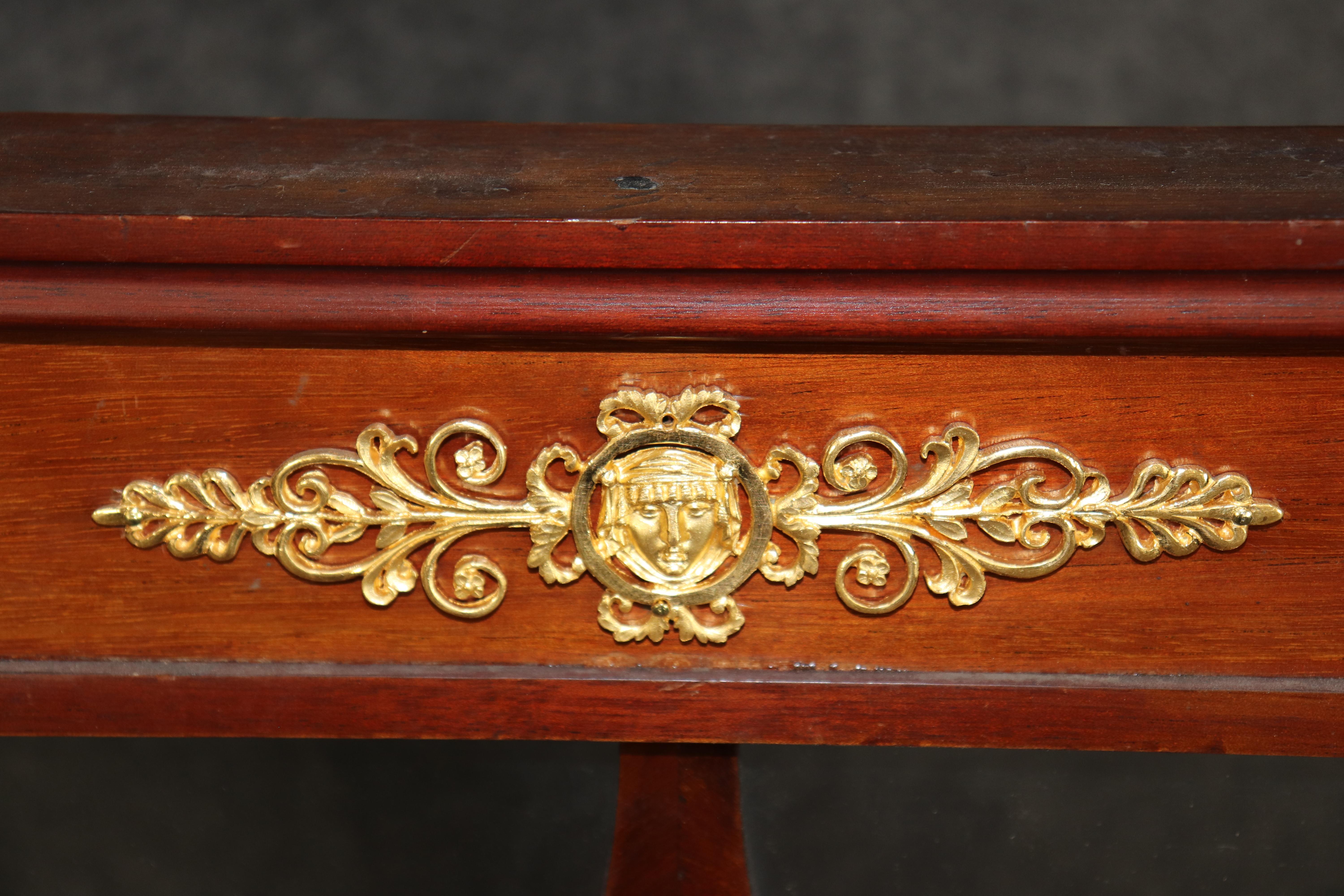 Antique French Empire Style Bronze Ormolu Mounted 3 Panel Screen by Krieger en vente 2