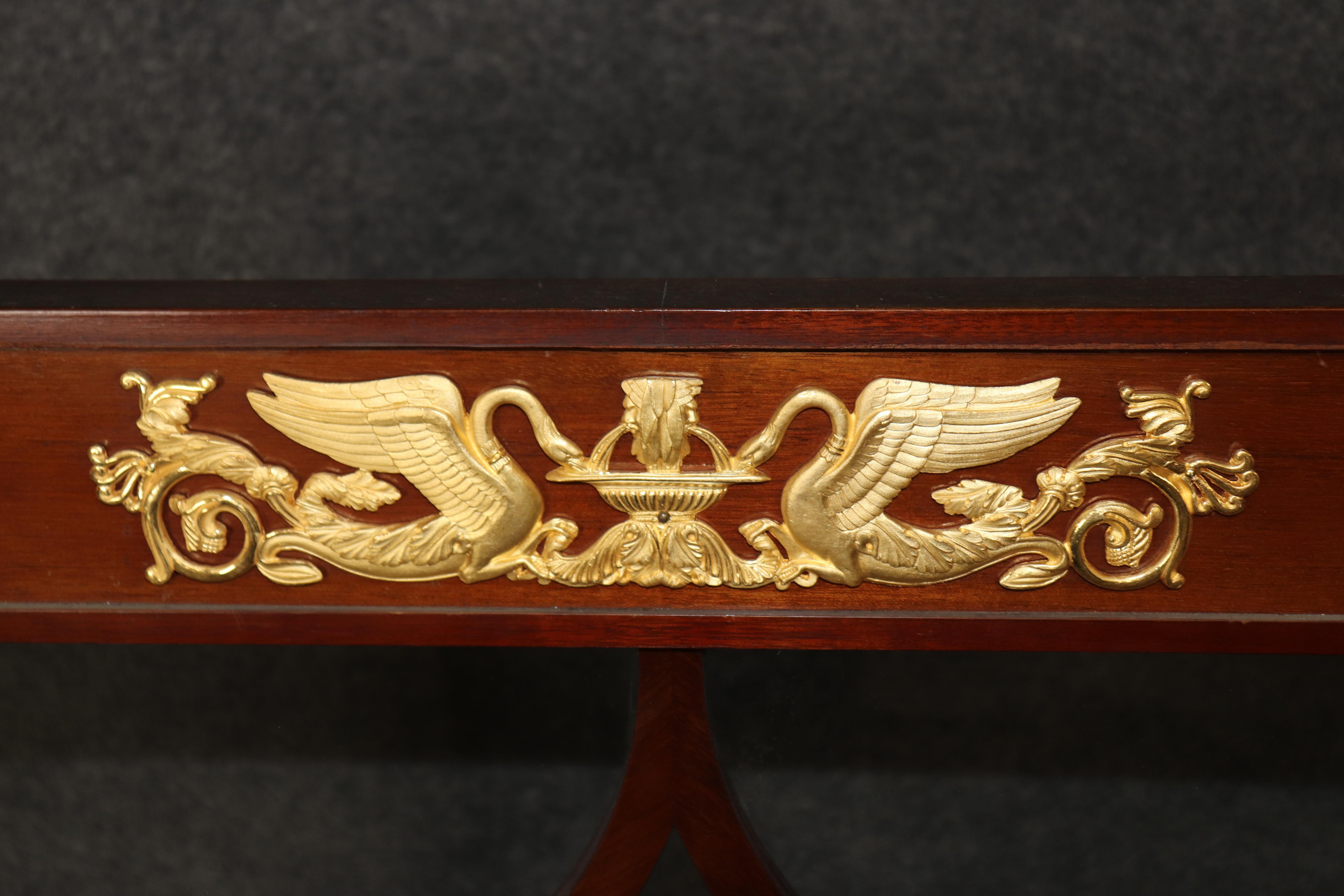 Antique French Empire Style Bronze Ormolu Mounted 3 Panel Screen by Krieger en vente 3