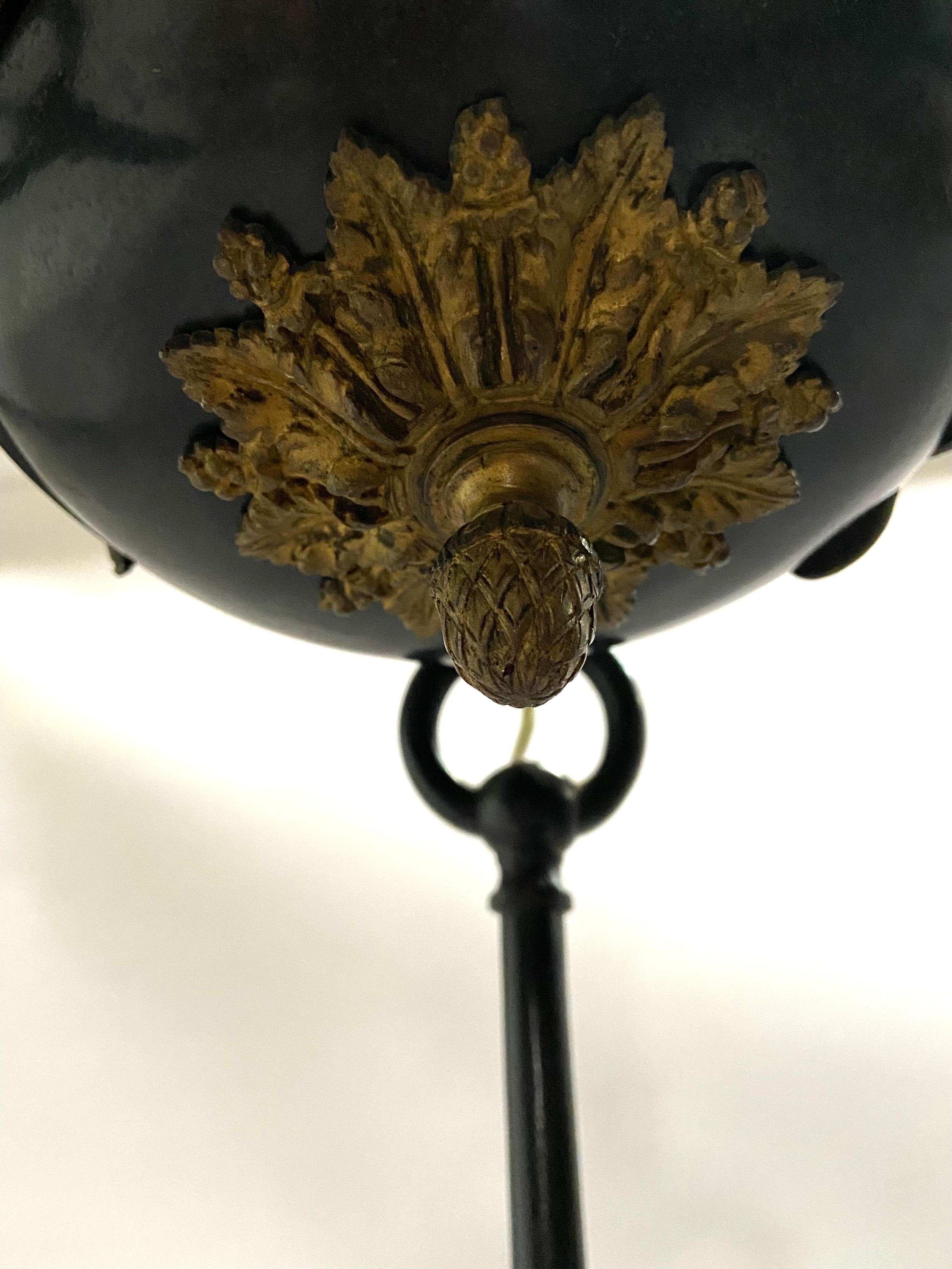 Antique French Empire Style Bronze Three Arm Large Chandelier For Sale 2