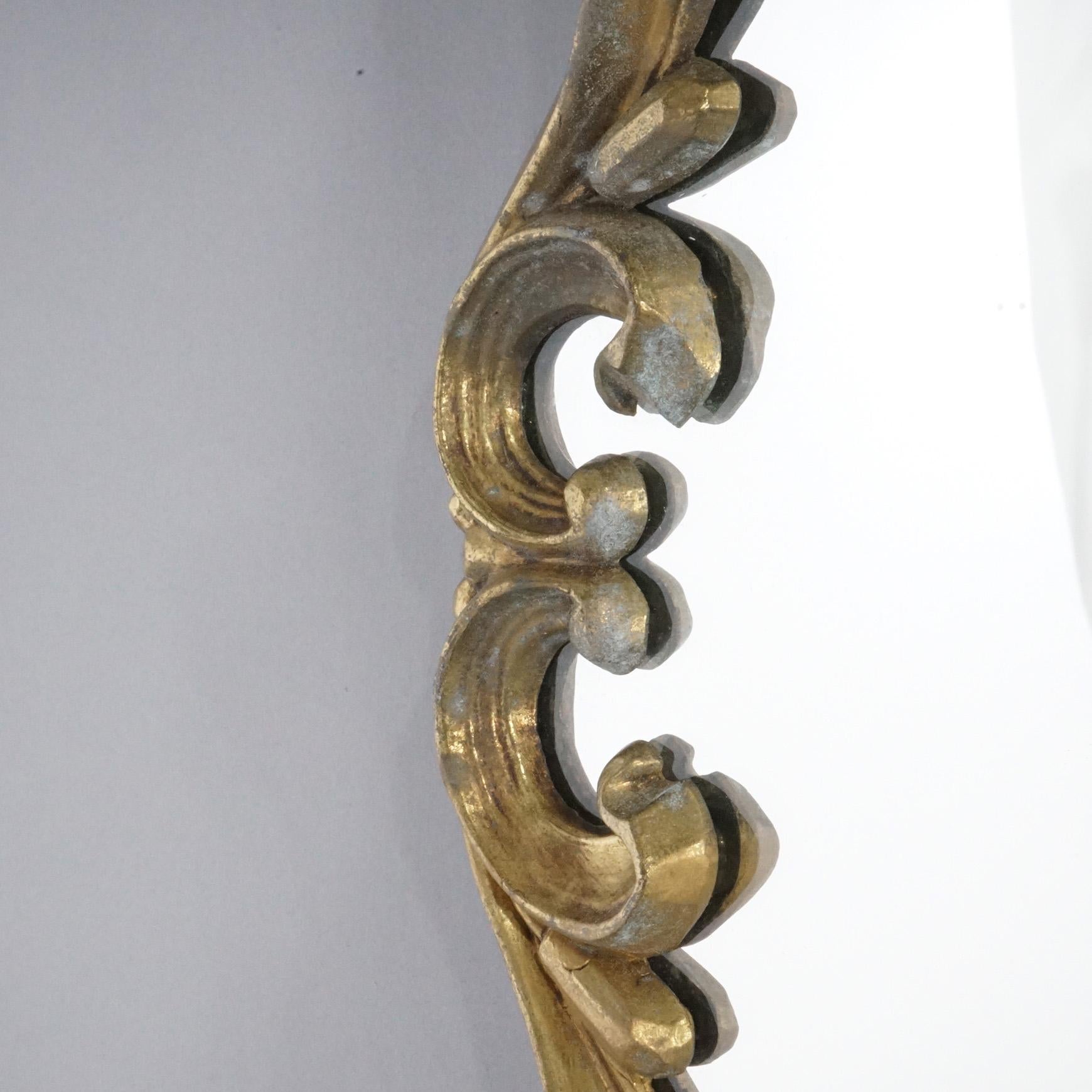 Antique French Empire Style Bronzed Metal Scroll Form Wall Mirror, 1920 In Good Condition For Sale In Big Flats, NY