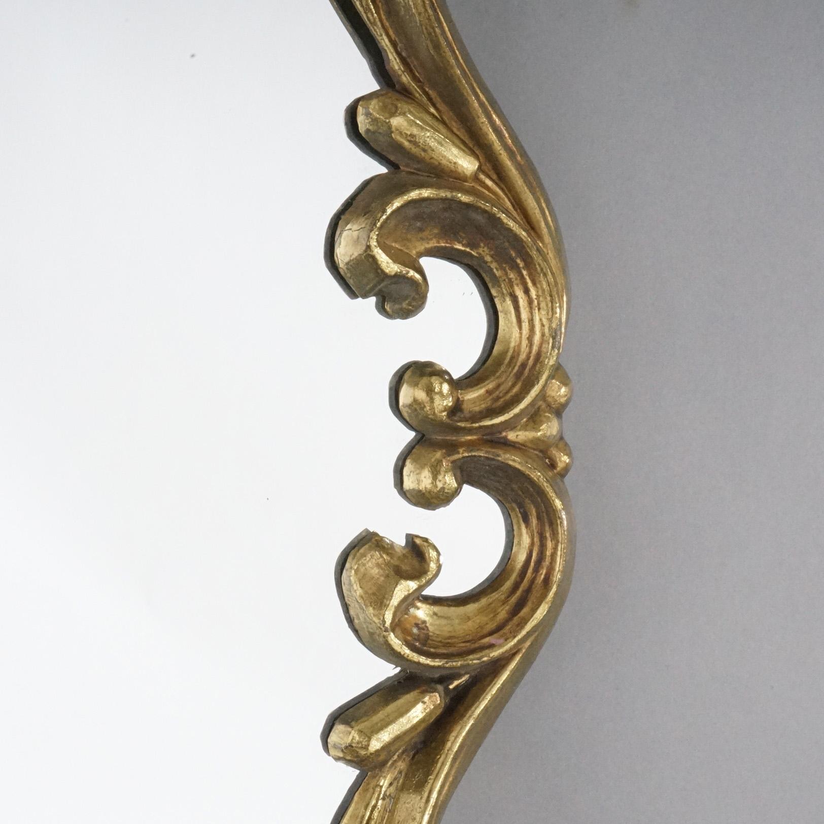 20th Century Antique French Empire Style Bronzed Metal Scroll Form Wall Mirror, 1920 For Sale