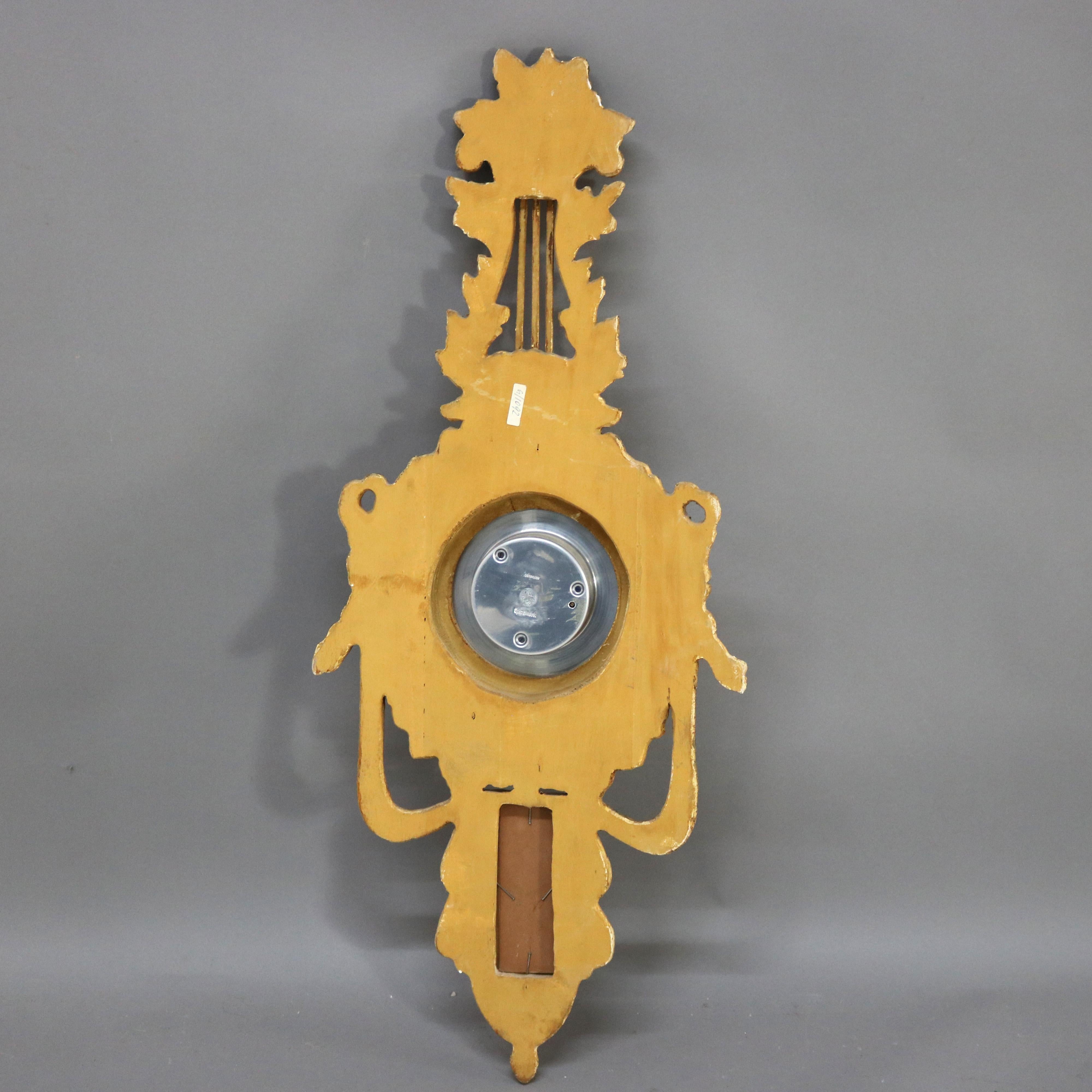 Antique French Barómetro de madera dorada tallada de estilo Imperio Firmado C1930 en venta 6