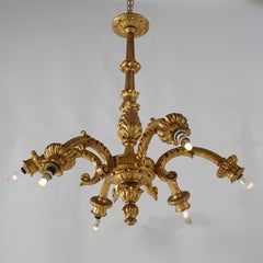 Antique French Empire Style Carved Giltwood Chandelier 20th C.