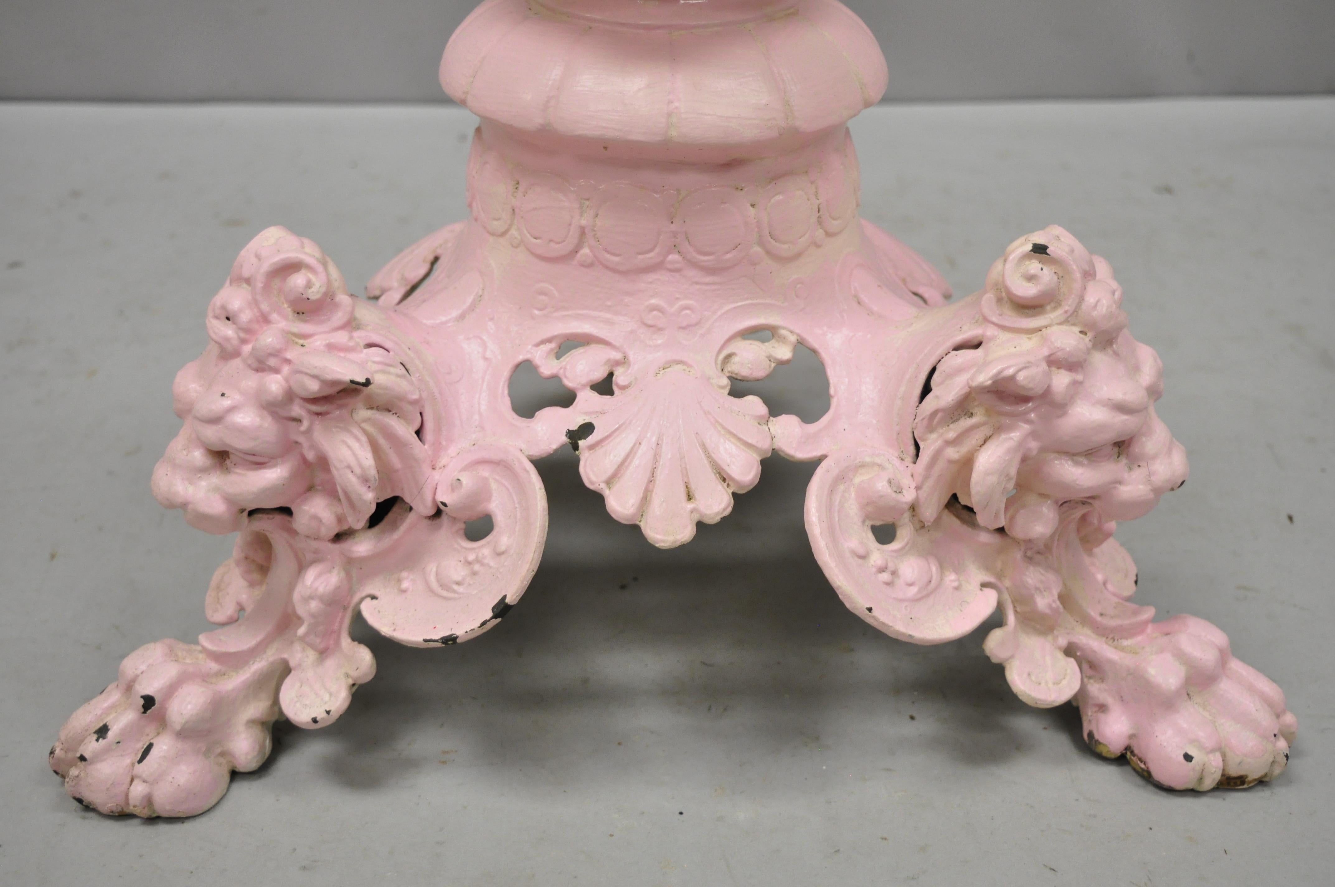 European Antique French Empire Style Cast Iron Pedestal Coffee Side Table Base with Lions