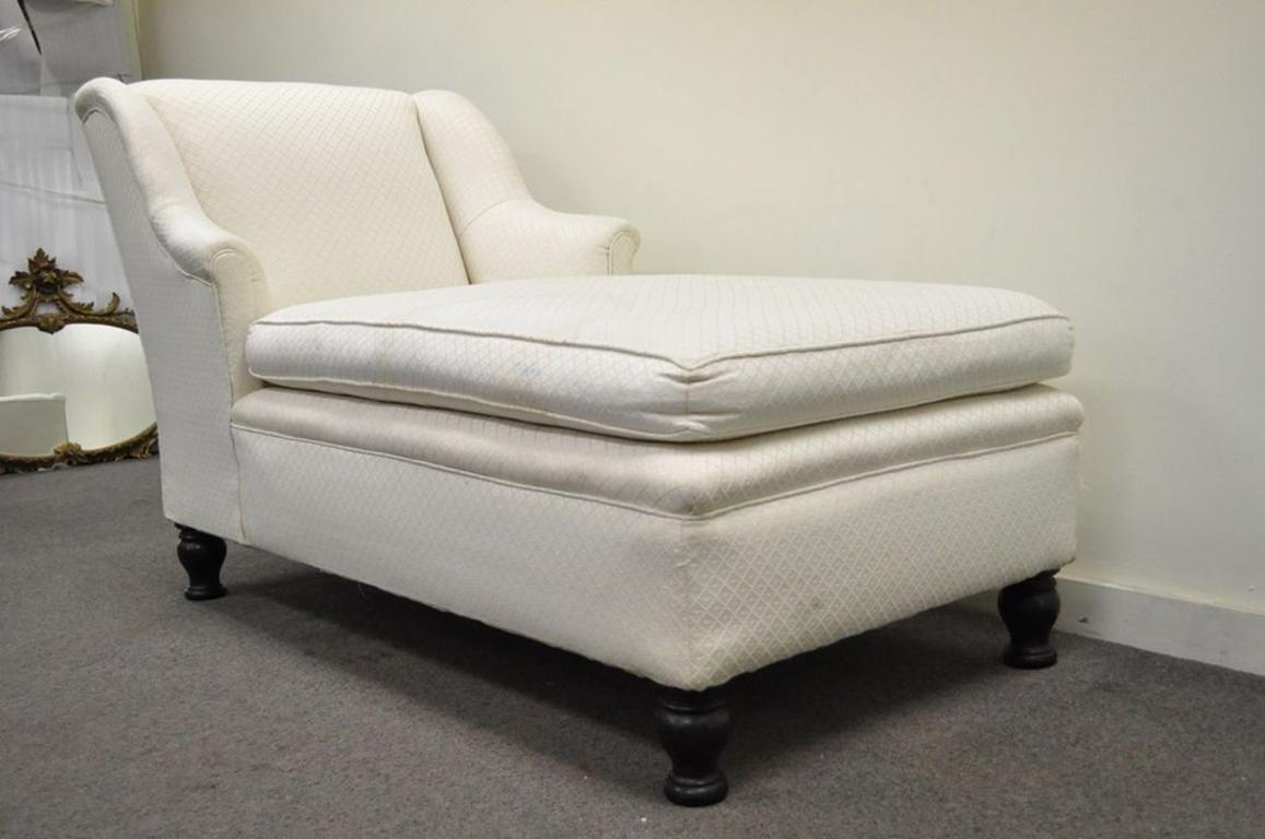 Antique French Empire Style Chaise Longue Fainting Couch Sofa Bun Feet Recamier 5