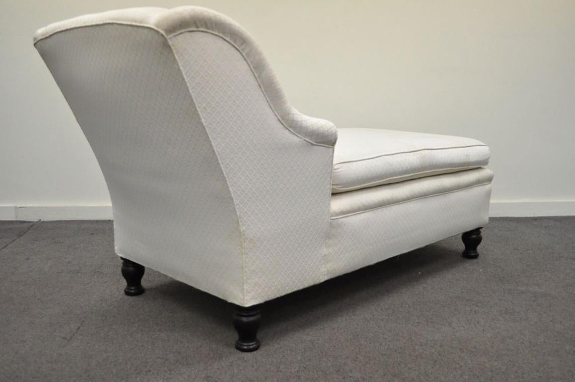 20th Century Antique French Empire Style Chaise Longue Fainting Couch Sofa Bun Feet Recamier
