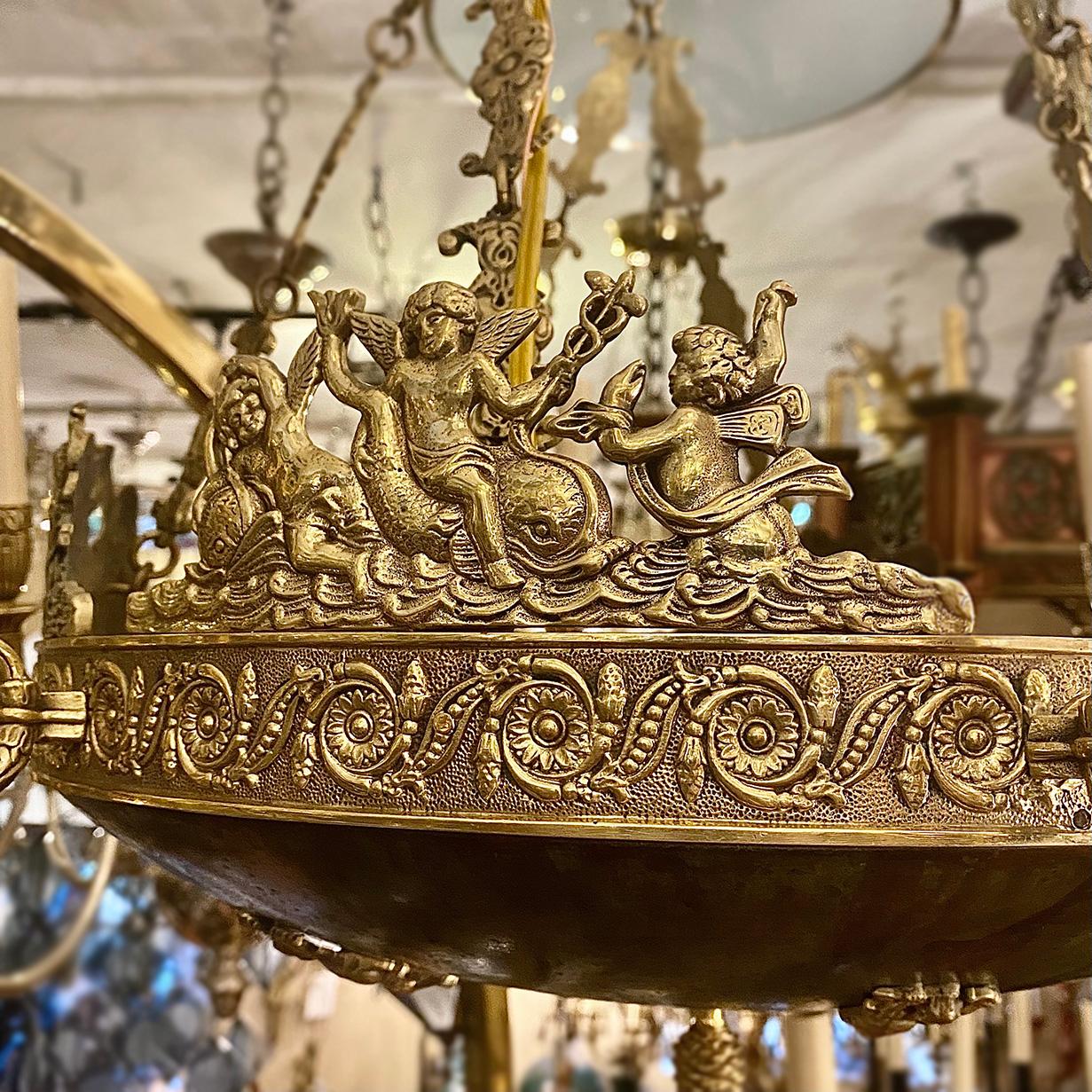 Antique French Empire Style Chandelier In Good Condition For Sale In New York, NY