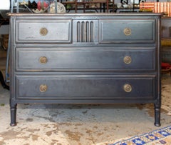 Antique French Empire Style Commode in Painted & Waxed Finish with Ring Pulls