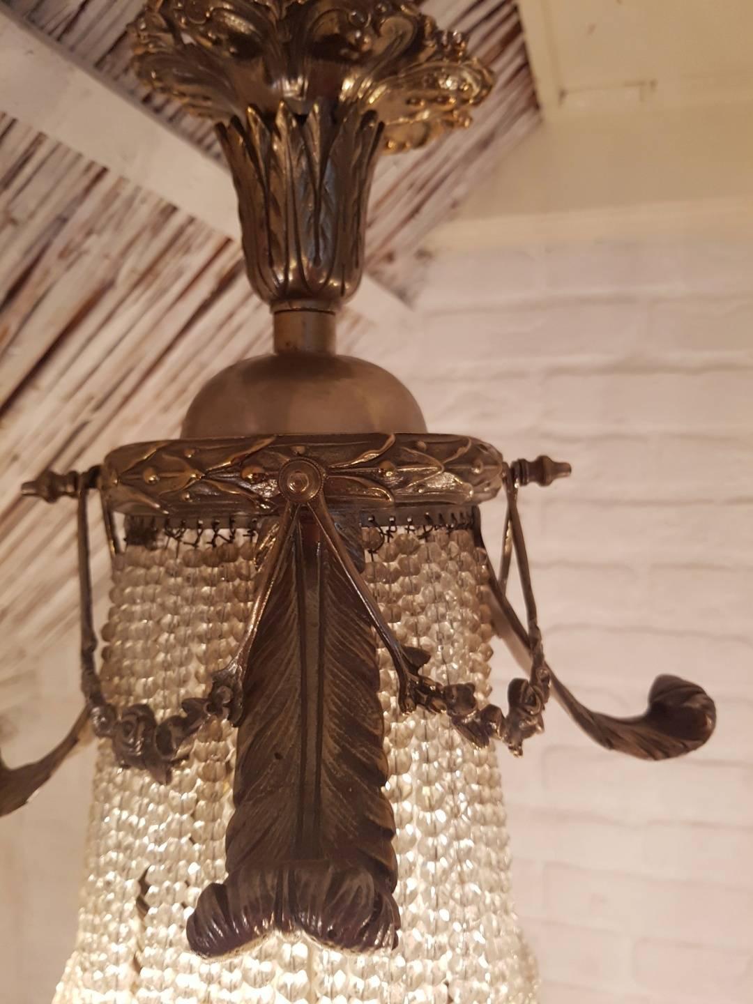 Antique French Empire Style Crystal sac de pearl Chandelier For Sale 8