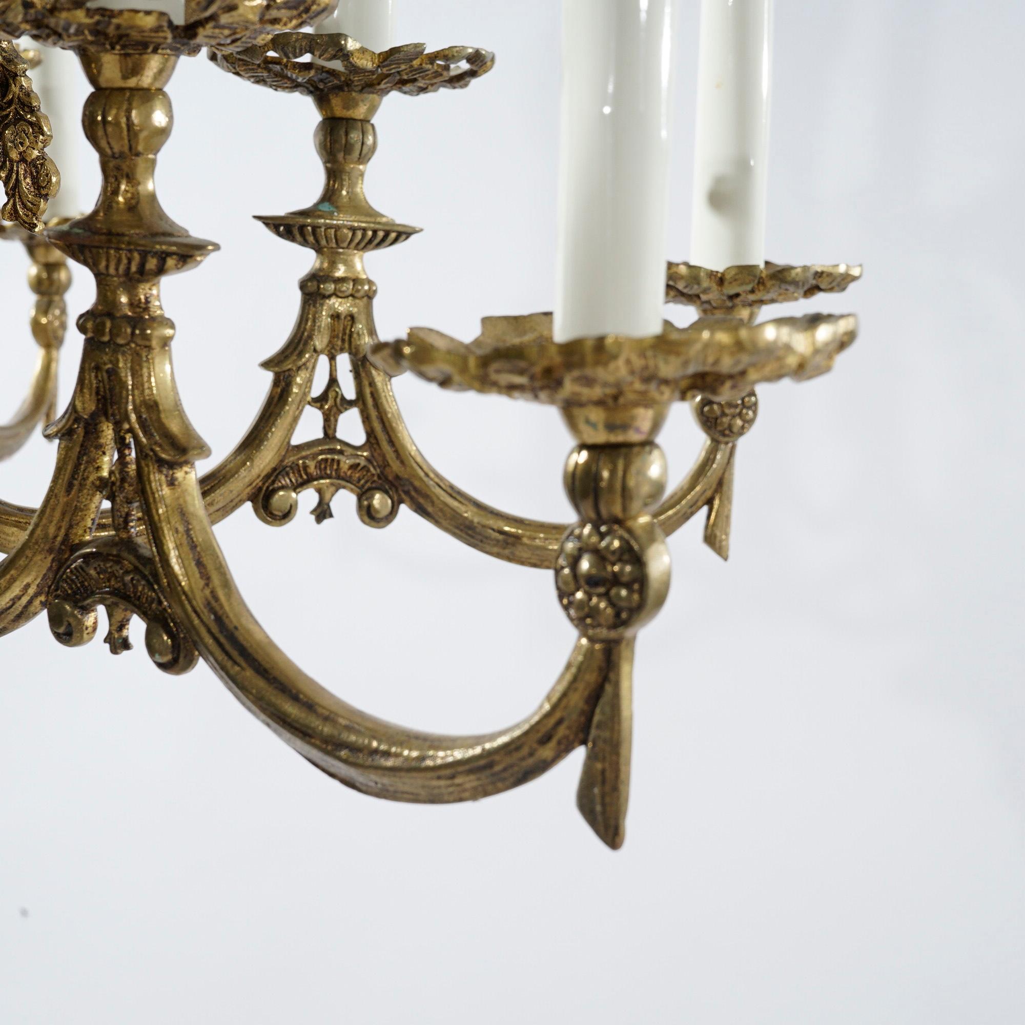 Antique French Empire Style Ebonized Bronze Twelve-Light Chandelier, Early 20thC For Sale 8