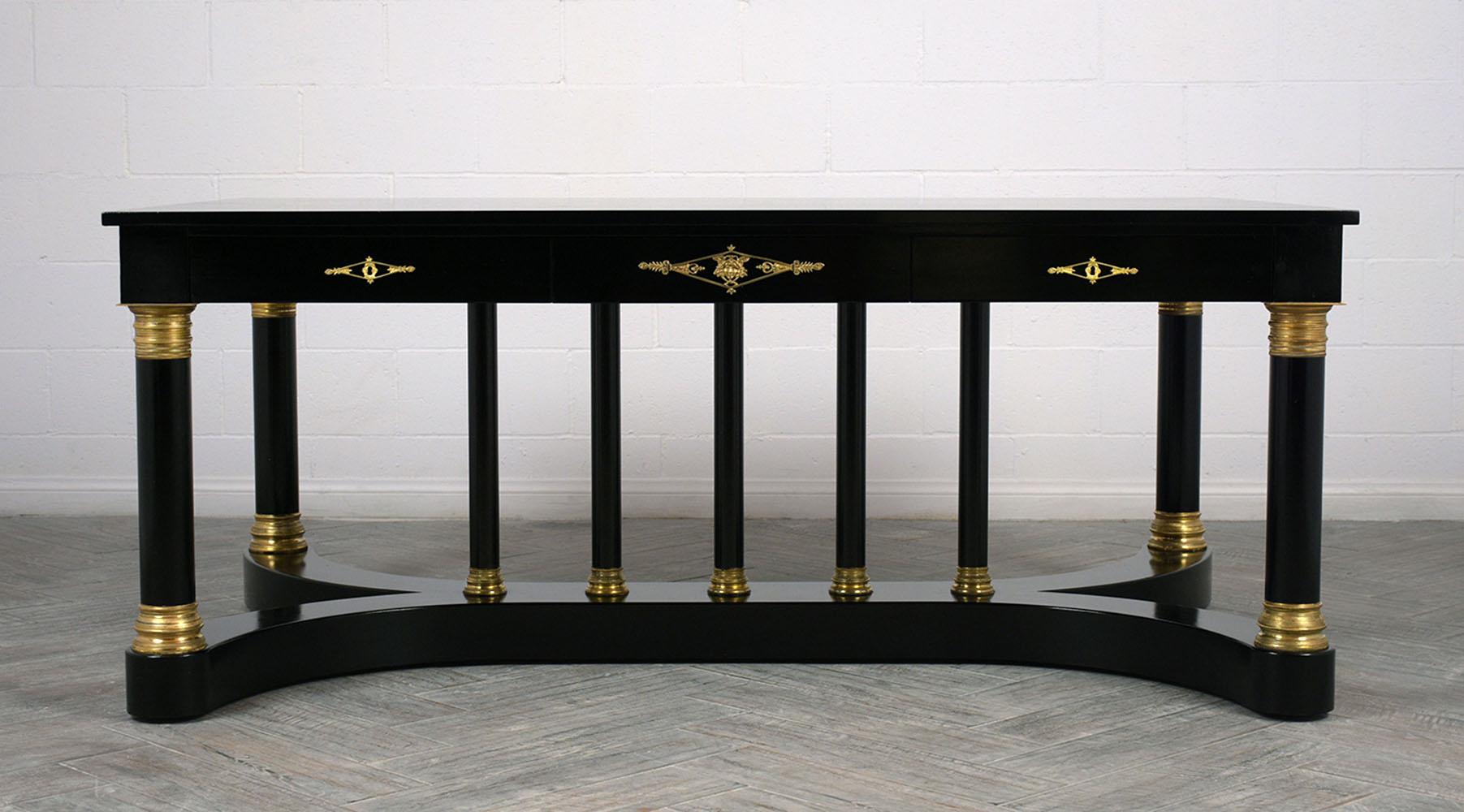 Antique French Empire-Style Ebonized Partner Desk In Excellent Condition In Los Angeles, CA