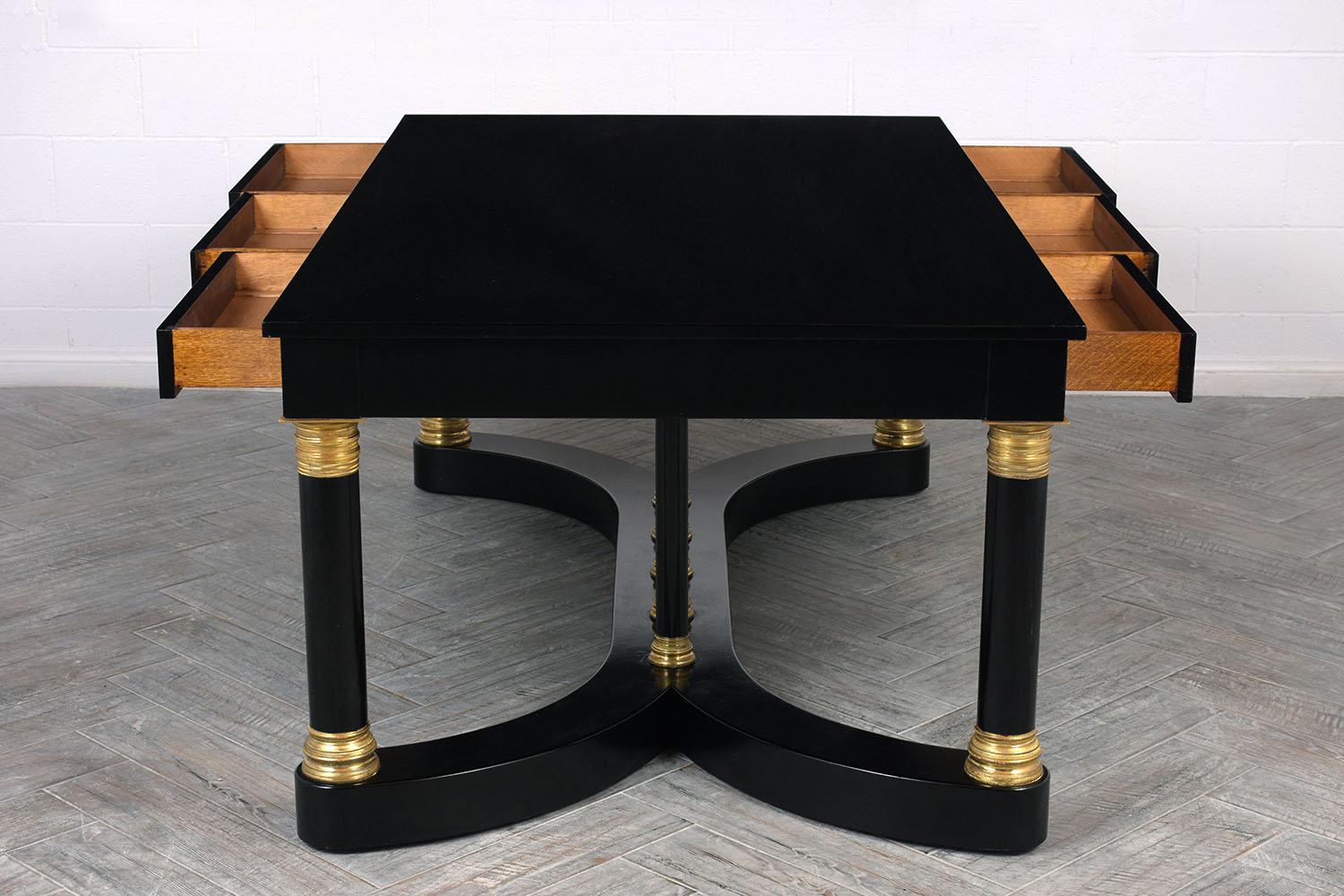 Antique French Empire-Style Ebonized Partner Desk 2