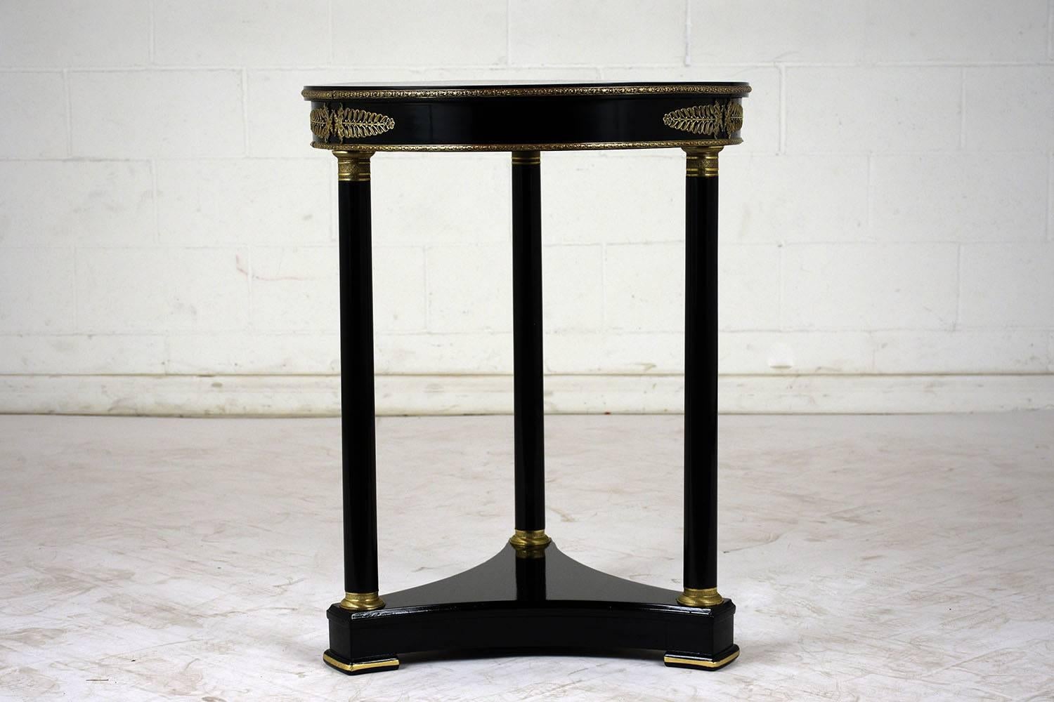 Carved Antique French Empire-Style Ebonized Side Table