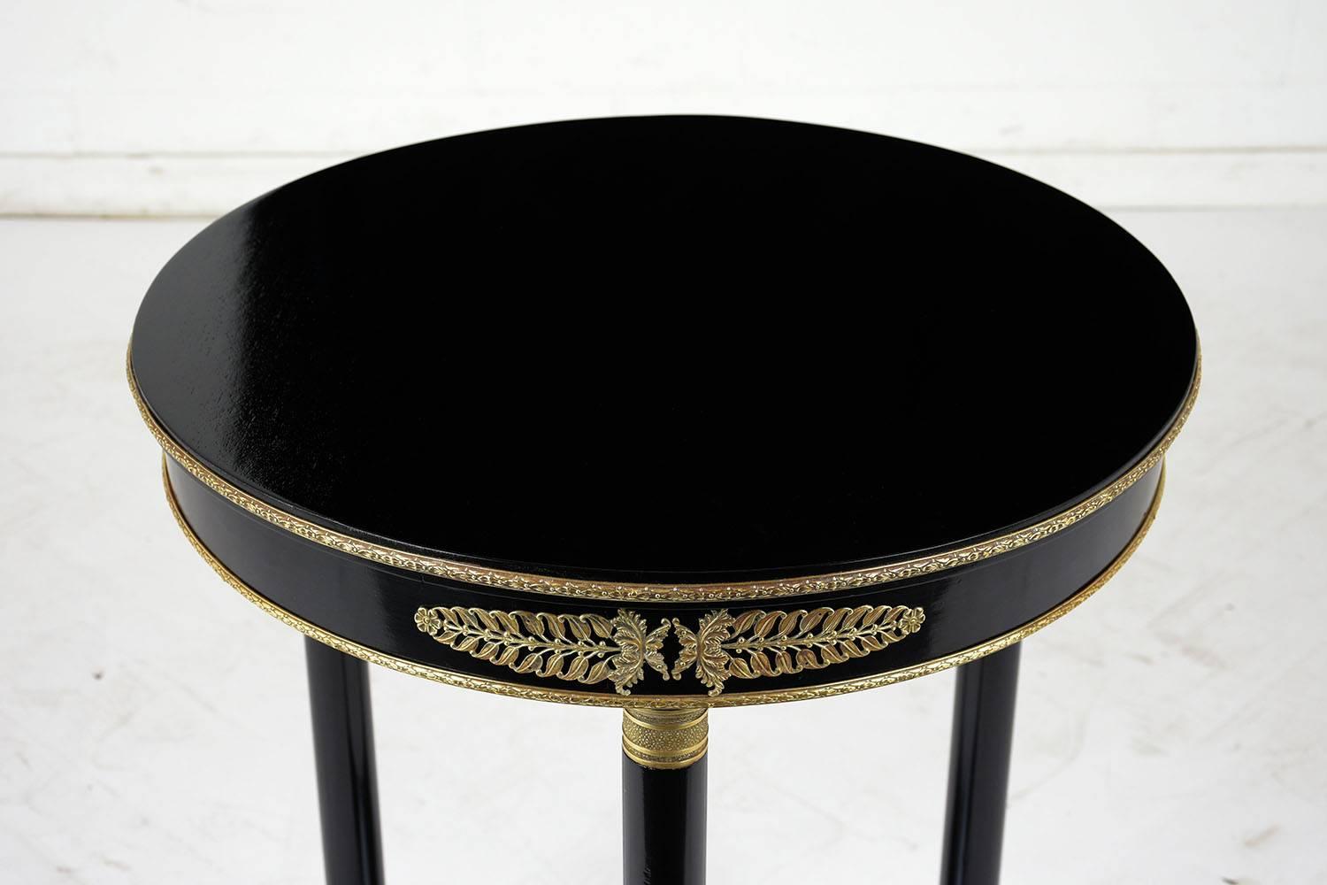 Antique French Empire-Style Ebonized Side Table In Excellent Condition In Los Angeles, CA