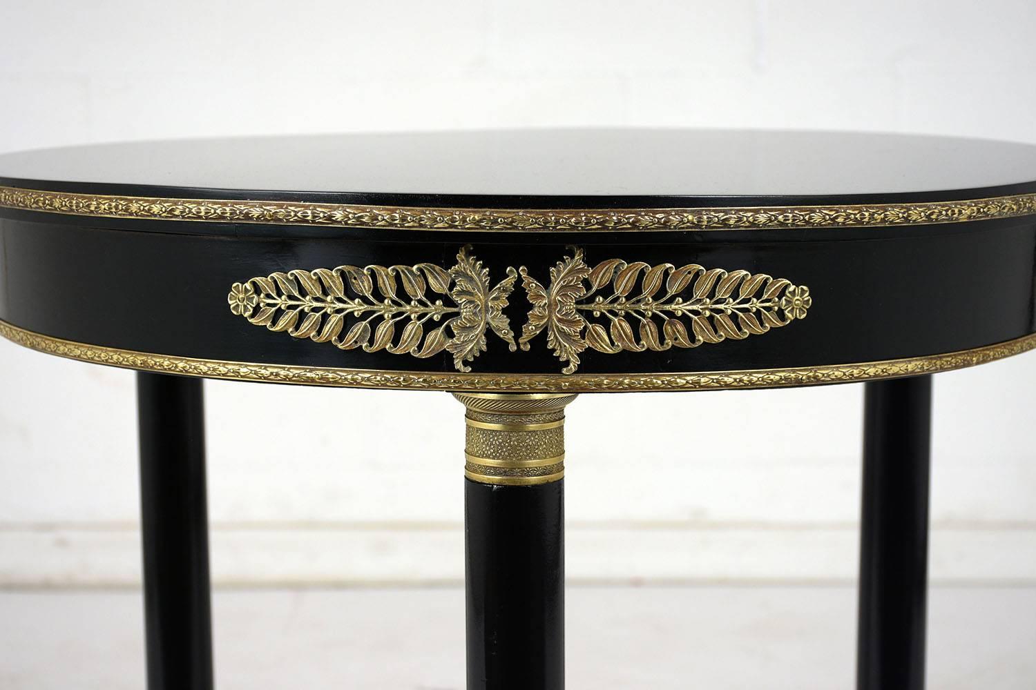 20th Century Antique French Empire-Style Ebonized Side Table
