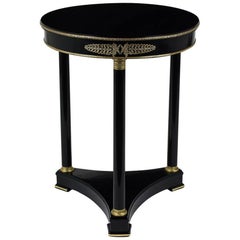 Antique French Empire-Style Ebonized Side Table