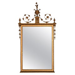 Antique French Empire Style Gilt Mirror with Grecian Urn 
Bellflowers c1900