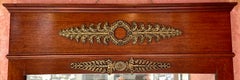 Antique French Empire Style Gold Bronze Mounted Mahogany Mirror