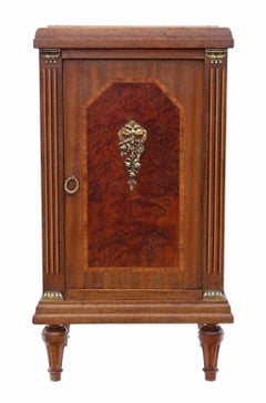 Antique French Empire Style Inlaid Bedside Table Cupboard Chest