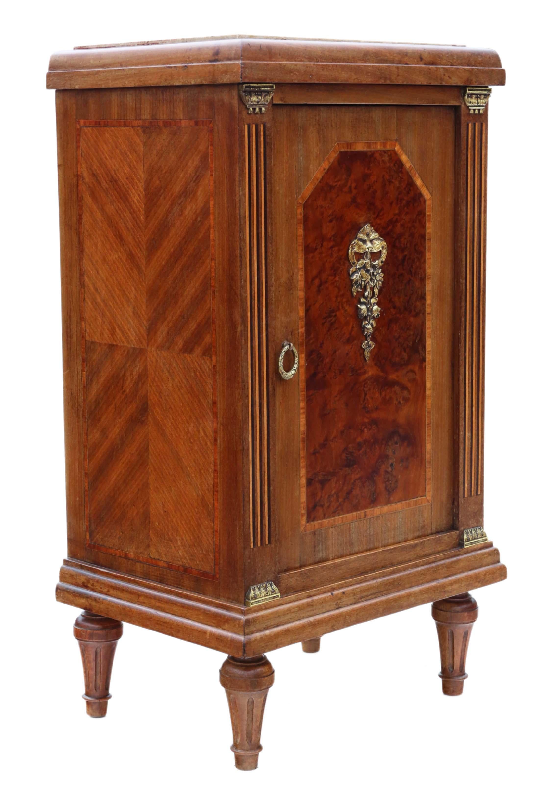 Antique French Empire Style Inlaid Bedside Table Cupboard Chest  For Sale 2