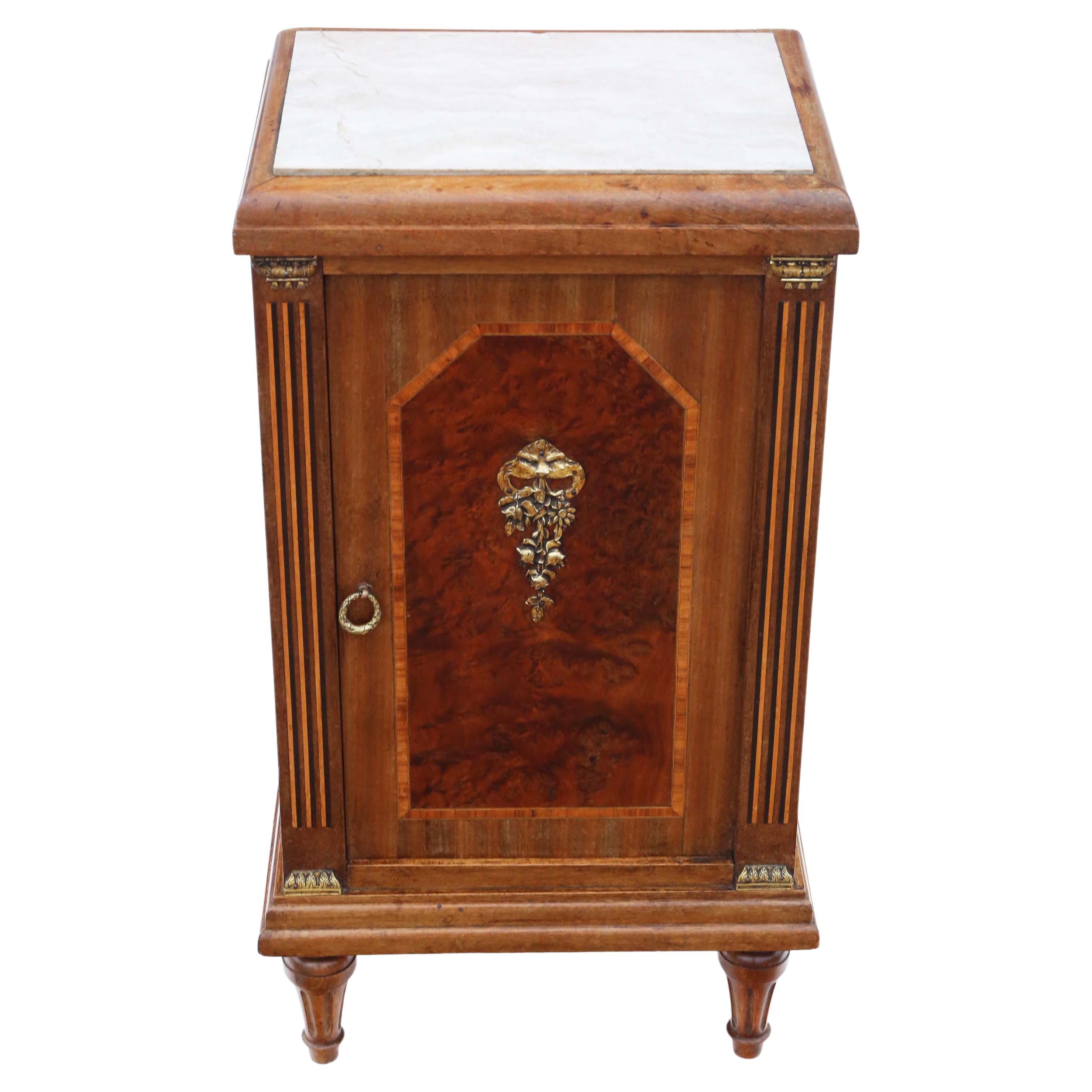 Antique French Empire Style Inlaid Bedside Table Cupboard Chest  For Sale