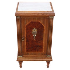 Antique French Empire Style Inlaid Bedside Table Cupboard Chest 