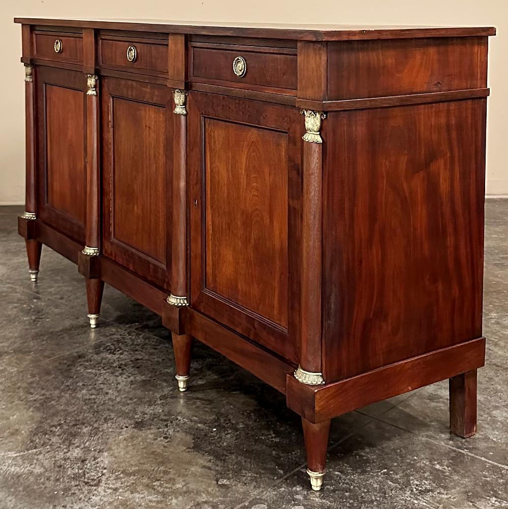 Brass Antique French Empire Style Mahogany Buffet ~ Credenza