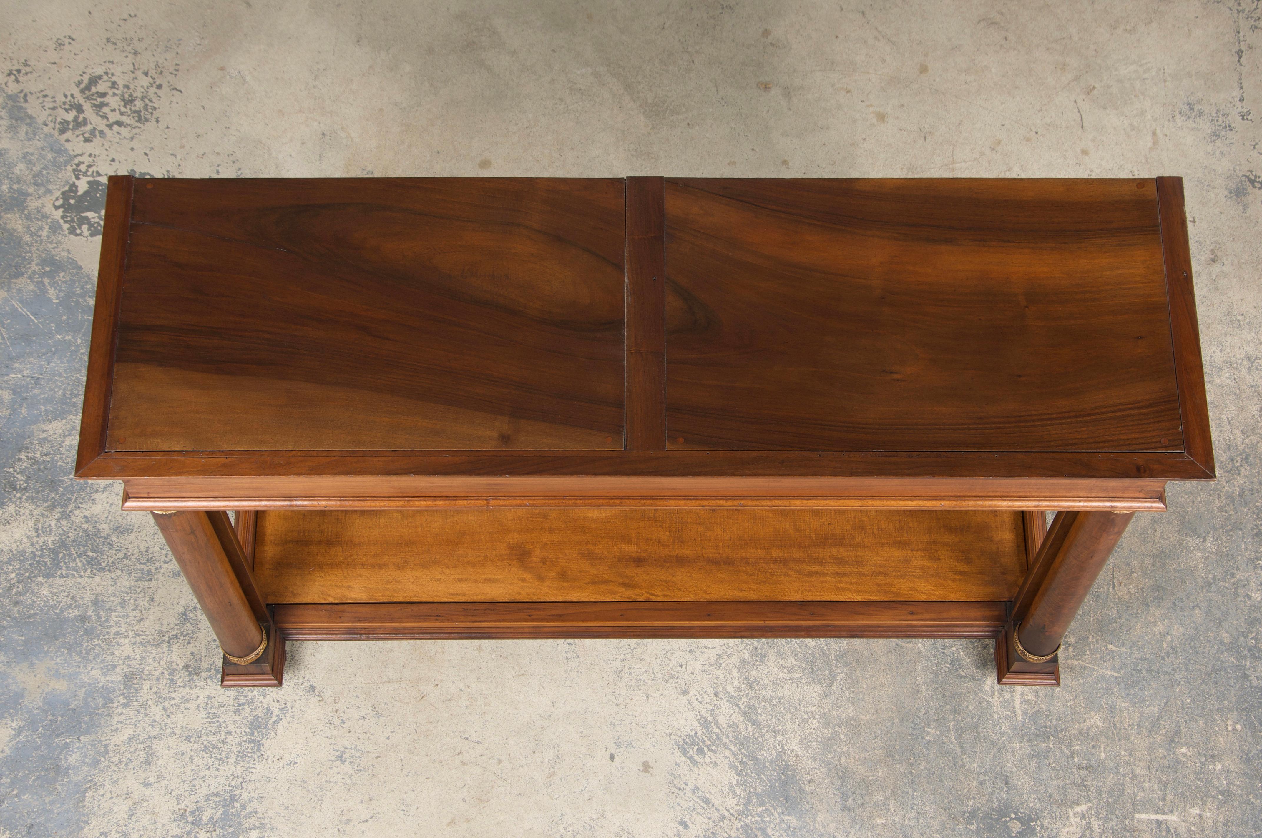 Hand-Carved Antique French Empire Style Mahogany Console Table