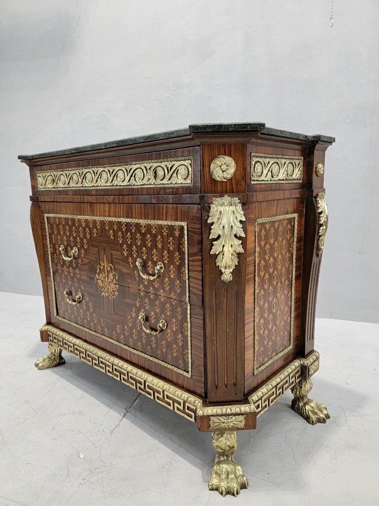 Antique French Empire Style Marquetry Inlay Chest Commode For Sale 2