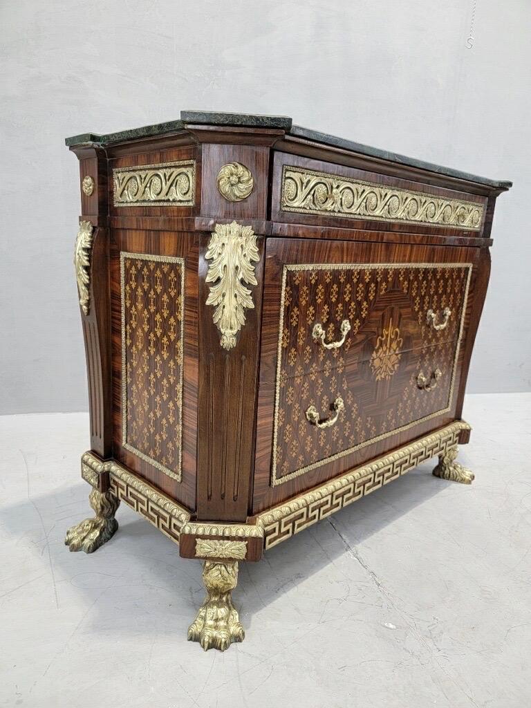 Antique French Empire Style Marquetry Inlay Chest Commode For Sale 3