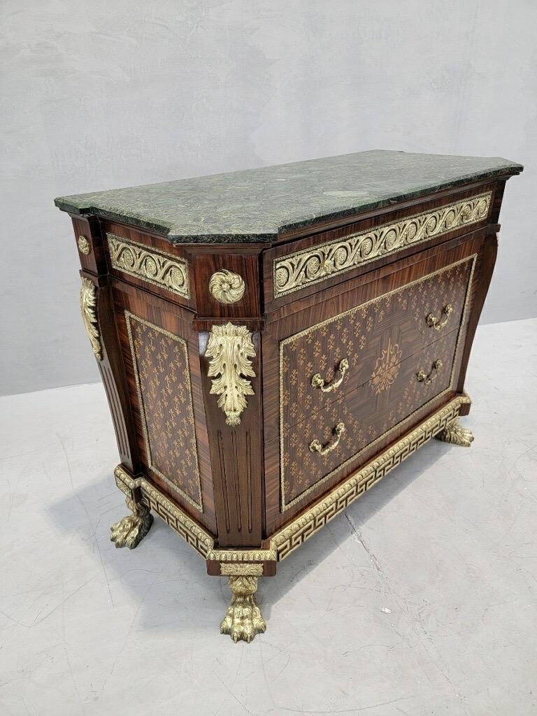Antique French Empire Style Marquetry Inlay Chest Commode For Sale 4