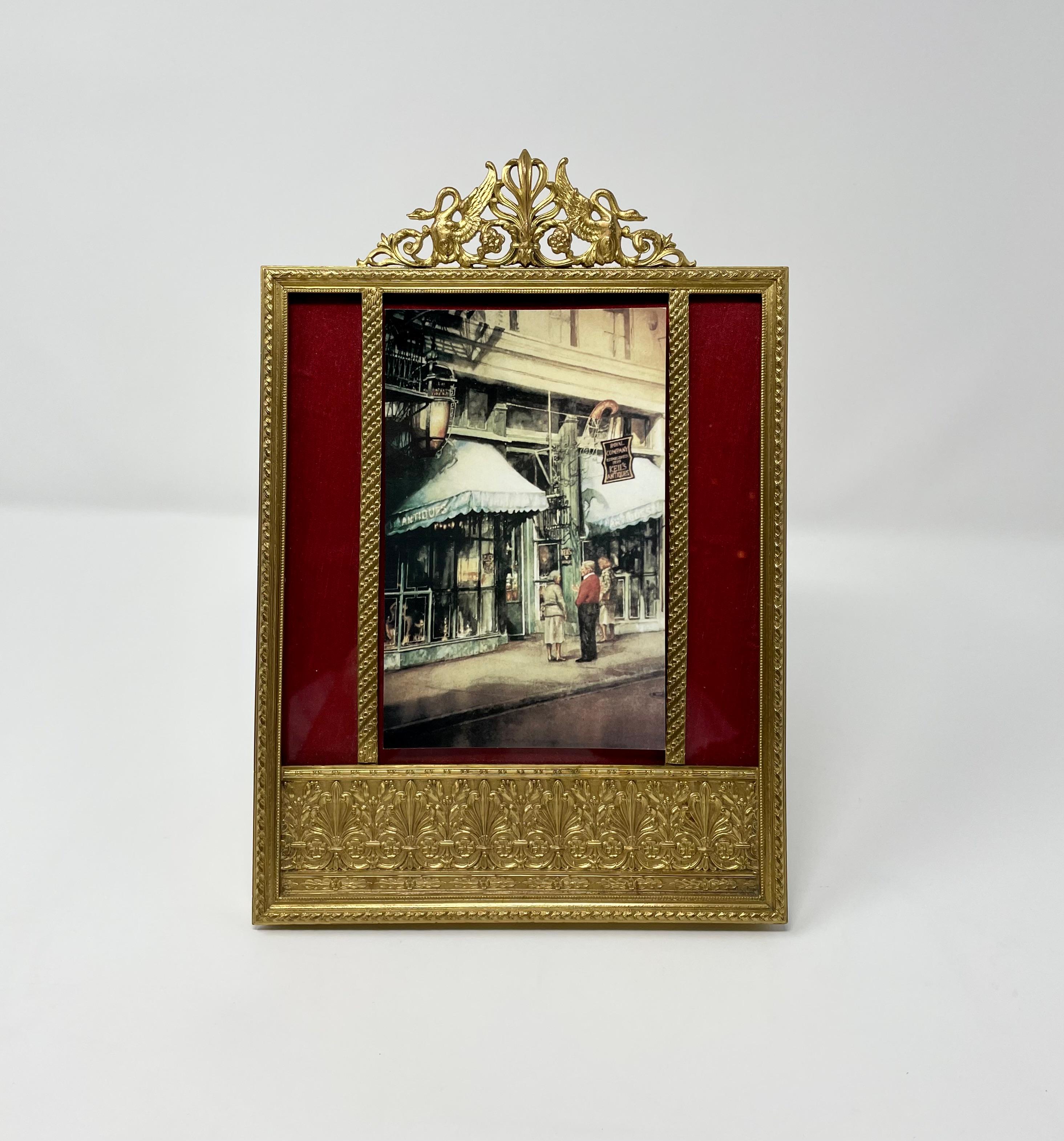 Antique French Empire style ormolu frame, circa 1900.