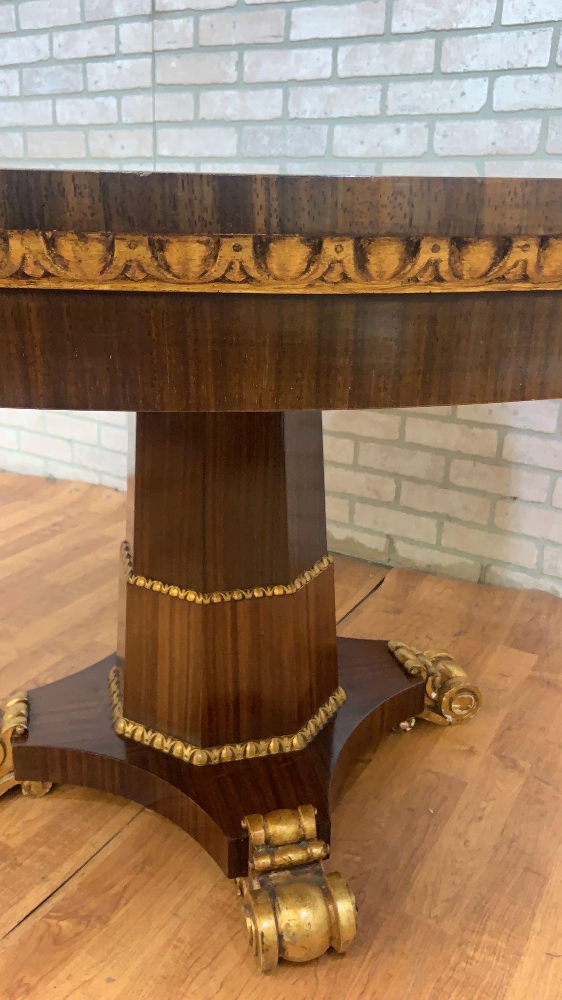 Antique French Empire Style Round Pedestal Table In Good Condition For Sale In Chicago, IL