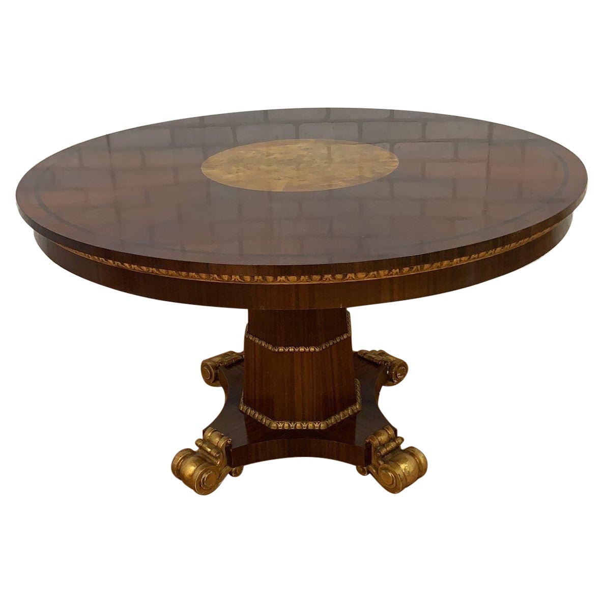 Antique French Empire Style Round Pedestal Table
