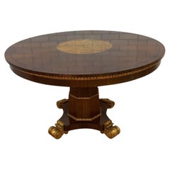 Antique French Empire Style Round Pedestal Table