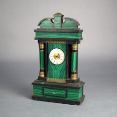 Antique French Empire Style Slate and Malachite Clock 19thC