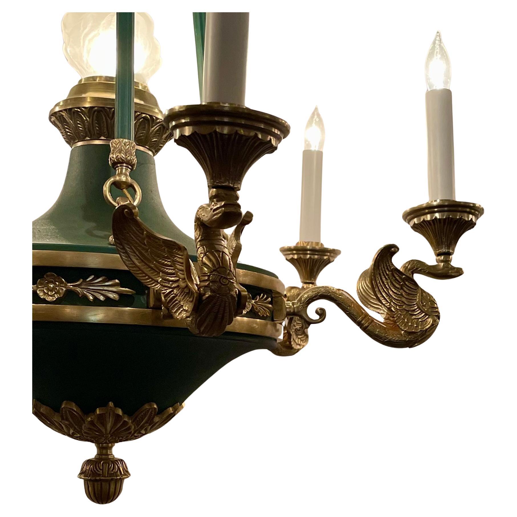 XIXe siècle Lustre français ancien de style Empire en tôle, vers les années 1890. en vente
