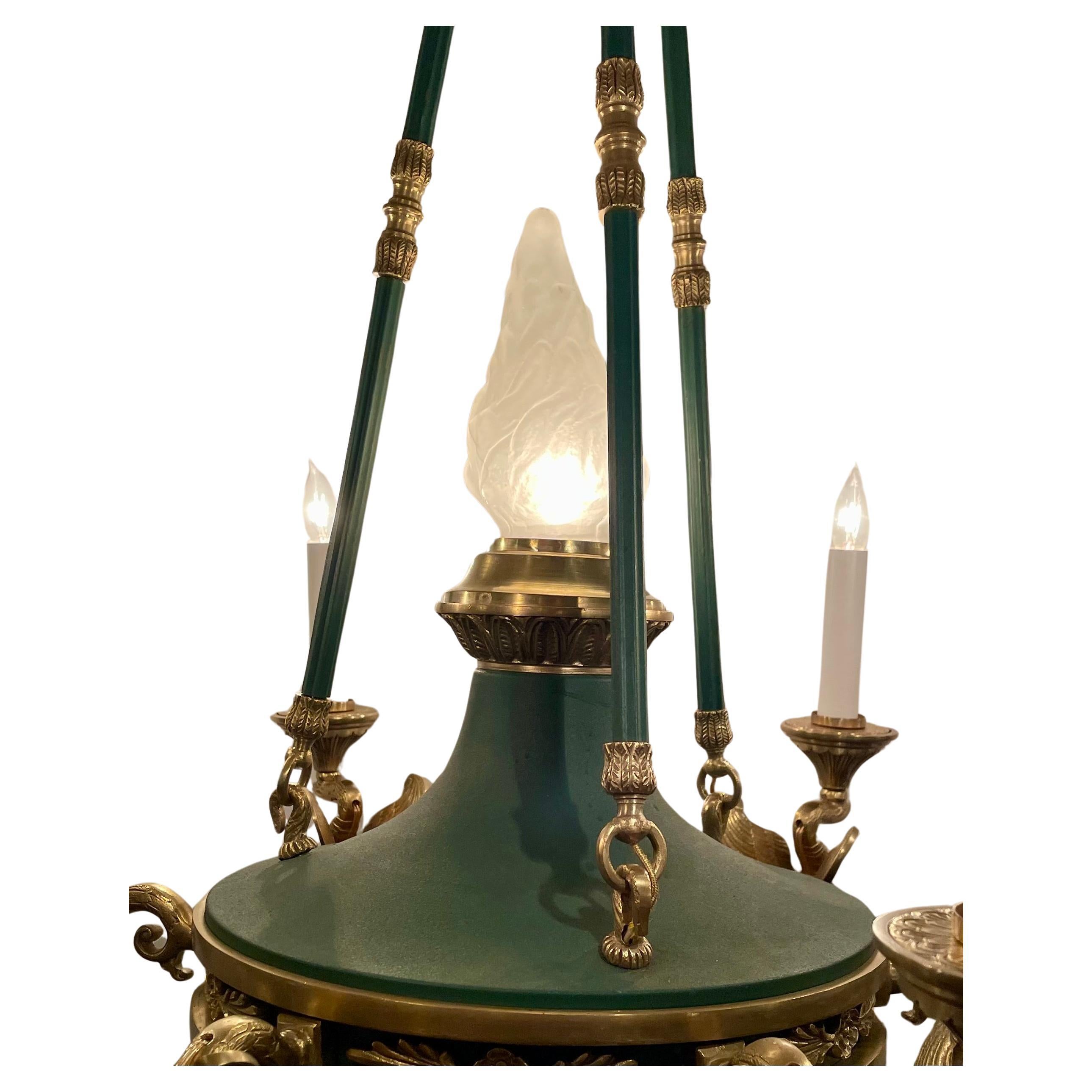 Métal Lustre français ancien de style Empire en tôle, vers les années 1890. en vente