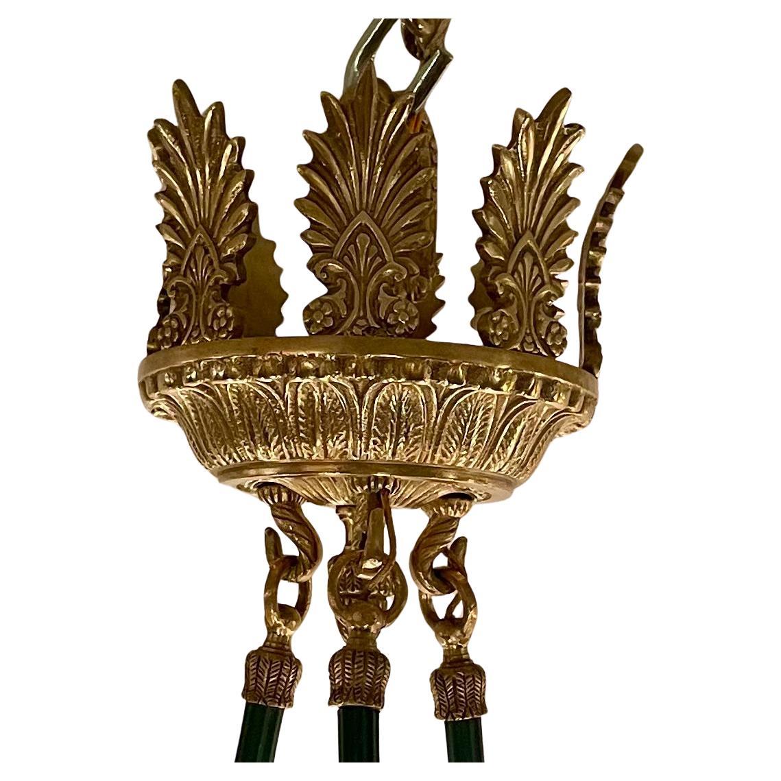 Lustre français ancien de style Empire en tôle, vers les années 1890. en vente 2