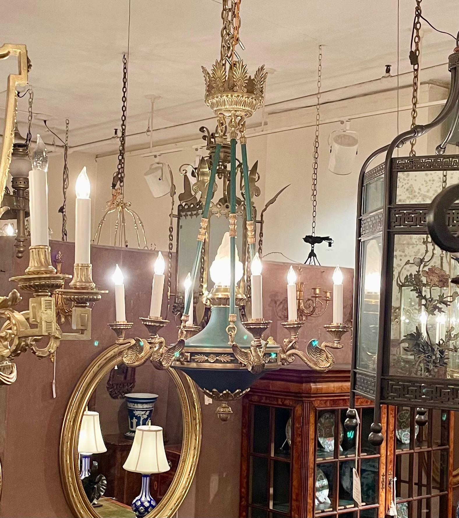 Lustre français ancien de style Empire en tôle, vers les années 1890. en vente 3